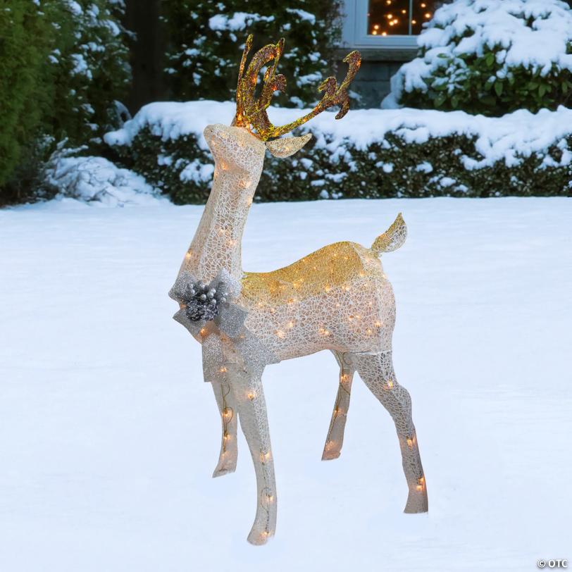 Lighted Standing Buck Outdoor Christmas Decoration - 48" - Warm White Lights
