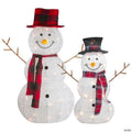 Lighted Tinsel Snowmen Family Christmas Yard Decorations - Clear Lights - Set of 2