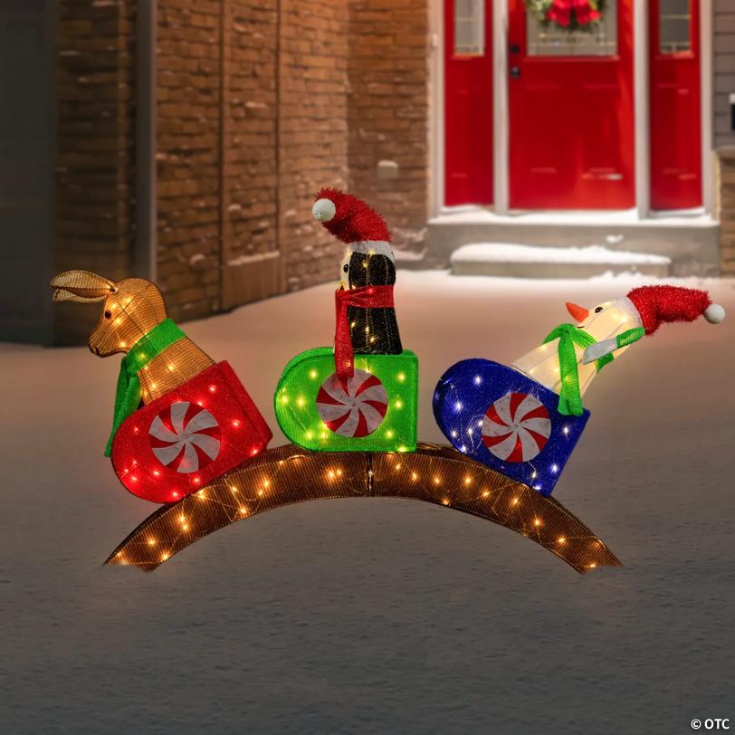 Lighted Winter Friends Christmas Coaster Outdoor Decoration - 4.5' - LED Warm White