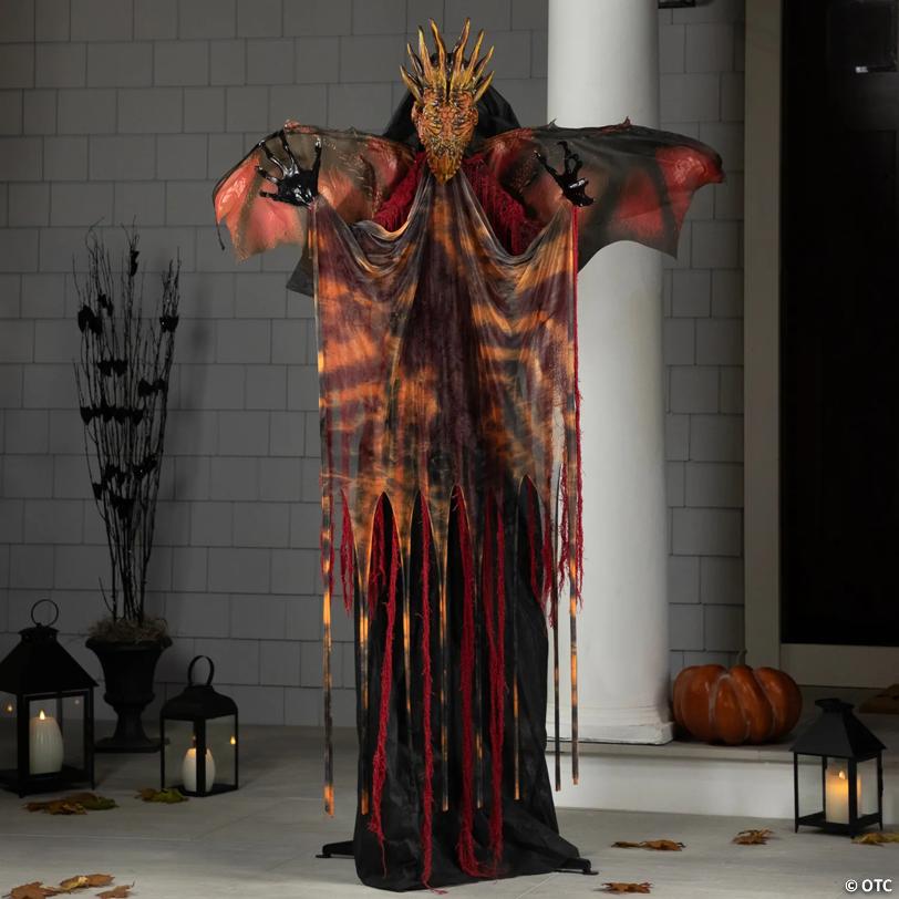 Lighted and Animated Standing Dragon Man with Sound Halloween Figure - 5.75'