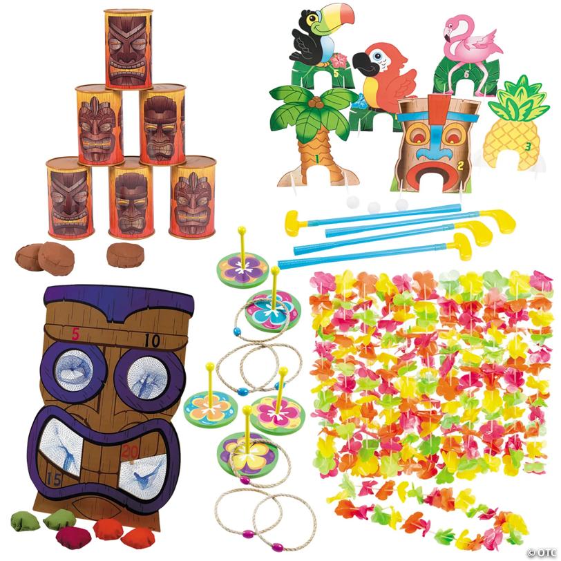 Luau At-Home Game Night Outdoor Games & Leis Assortment - 16 Pc.