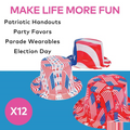 24" Patriotic Red, White, & Blue American Flag Plastic Hats - 12 Pc.