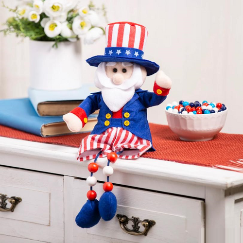 12 1/2" Dangle-Leg Patriotic Uncle Sam Tabletop Decoration