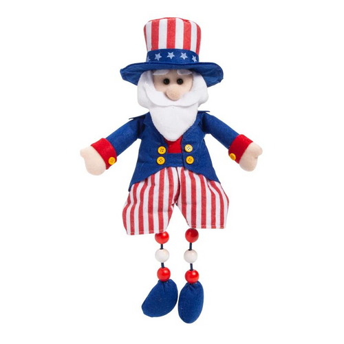 12 1/2" Dangle-Leg Patriotic Uncle Sam Tabletop Decoration
