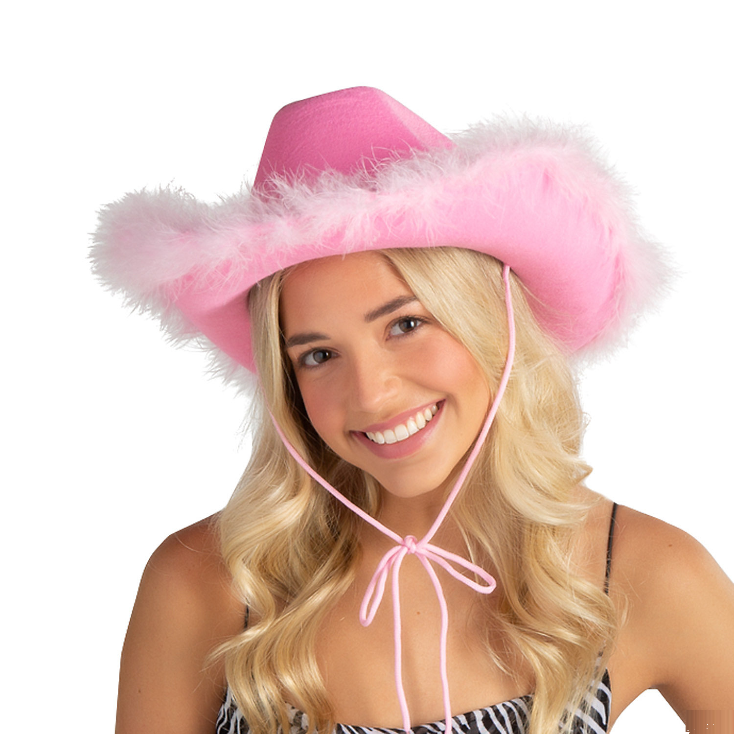 Pink Cowgirl Hats with Fuzzy Trim for Bachelorette Parties & Costume Events 12pc