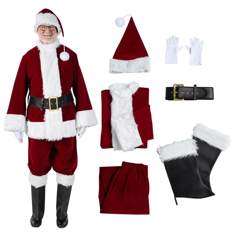 Burgundy Velvet Santa Suit