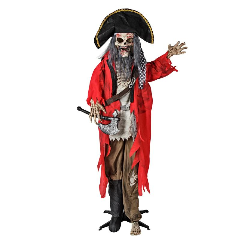 Standing Animated Plastic Skeleton Pirate Halloween Decoration 6 Ft.