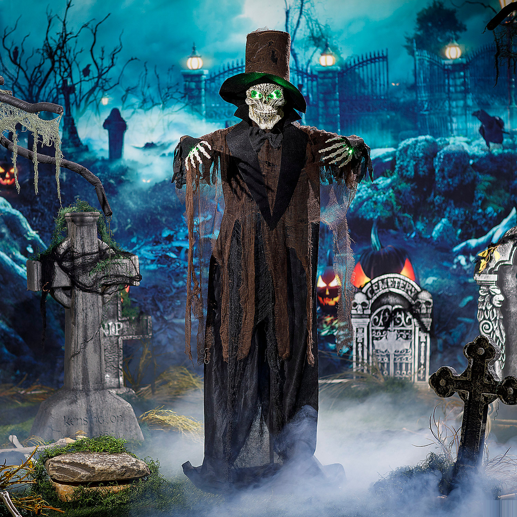 Light-Up Standing Black Skeleton Halloween Decoration 66"