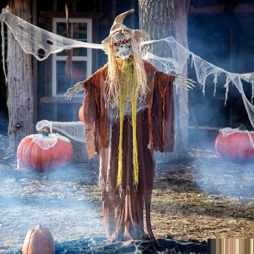 Standing Animated Skeletal Reaper Halloween Decoration 6 Ft.