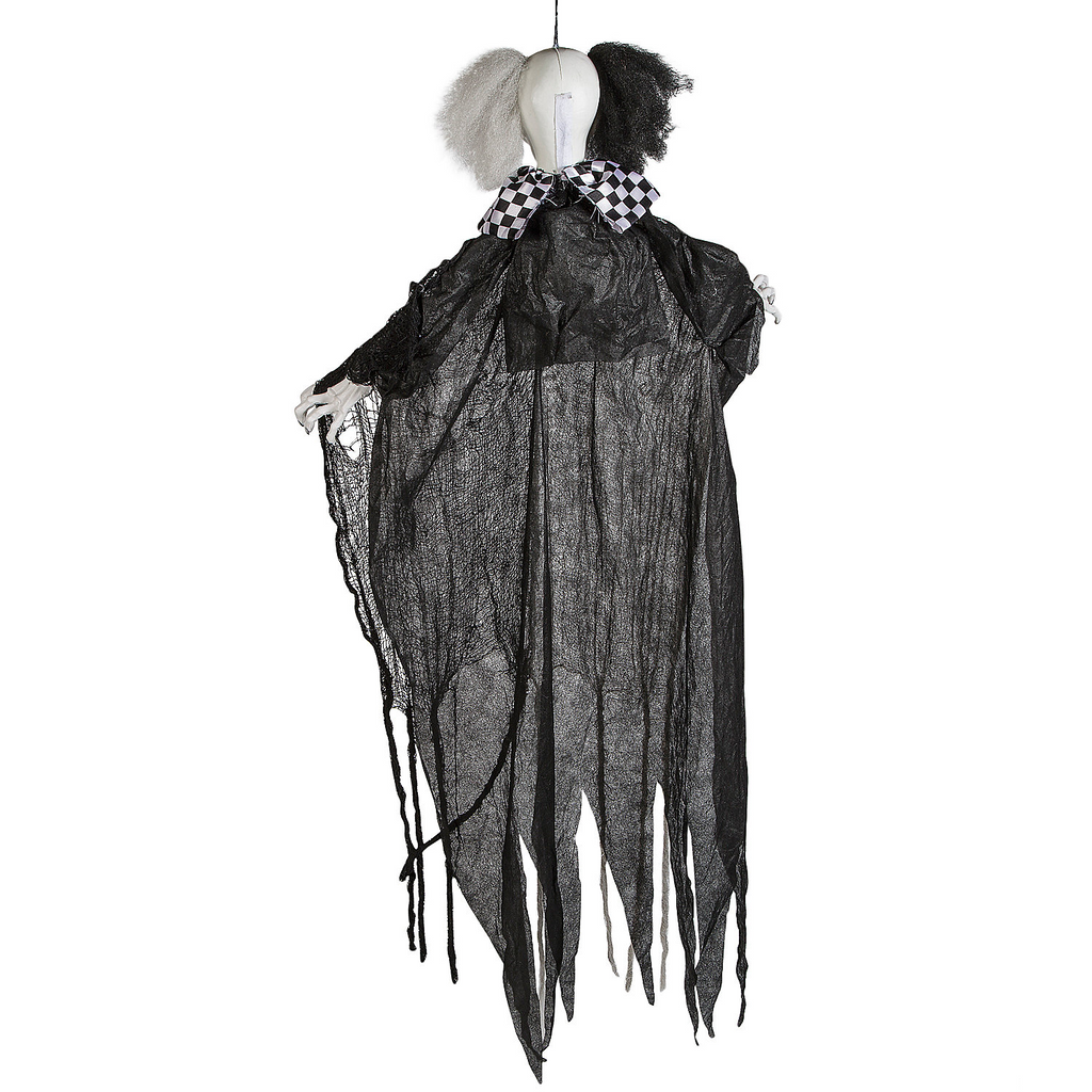 Hanging Animated Black & White Clown Halloween Decoration 4 Ft.