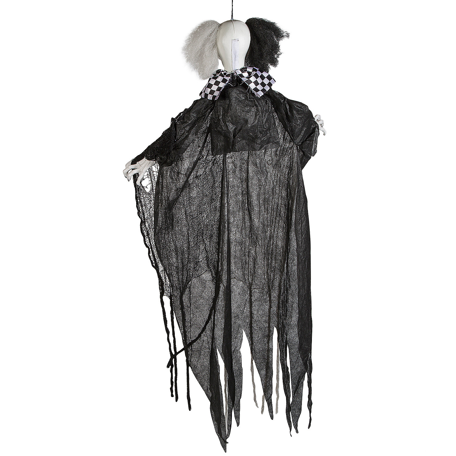 Hanging Animated Black & White Clown Halloween Decoration 4 Ft.