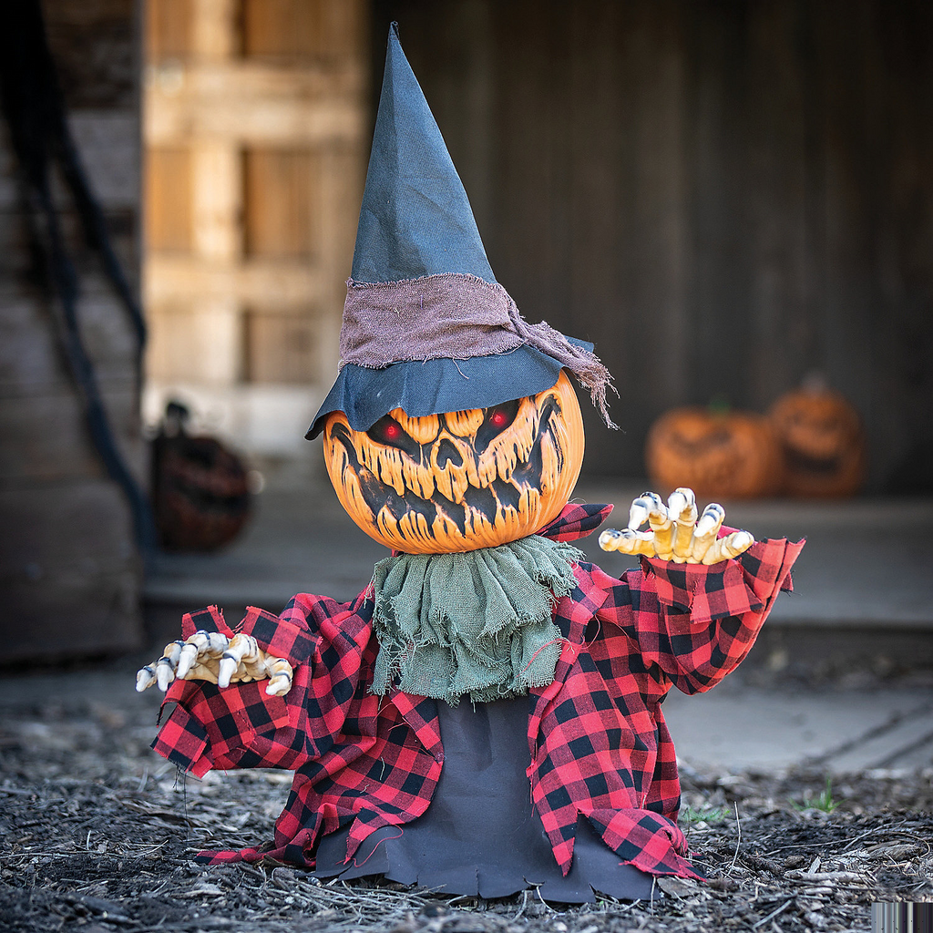 Groundbreaker Animated Orange Pumpkin Man Halloween Decoration, 2 Ft.