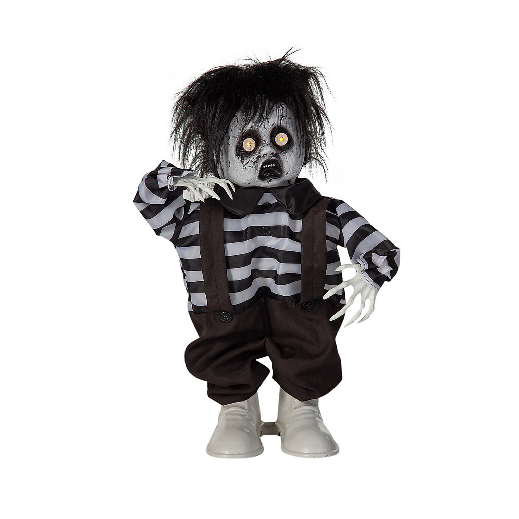 Standing Animated Black & White Leather Shoes Boy 3 Ft.