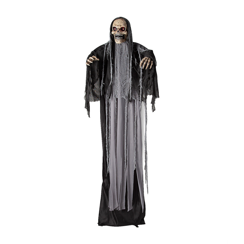 Standing Up & Down Black & Gray Skeleton Reaper Halloween Decoration 6 Ft.