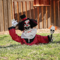 Groundbreaker Animated Black, Red & White Clown Halloween Decoration, 19 1/2"