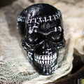 Creepy Black Skull Plastic Halloween Decoration 5 1/2 x 7 1/2