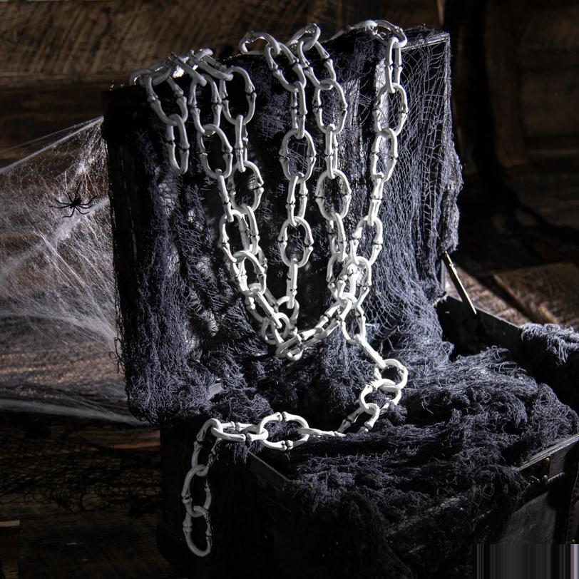 Grey Plastic Bone Link Chain Halloween Decoration 12 Ft.