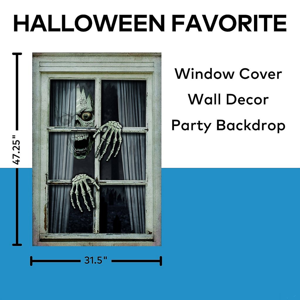 Skull & Hands Window Frame Prop Halloween Decoration 31 1/2" x 47 1/4"