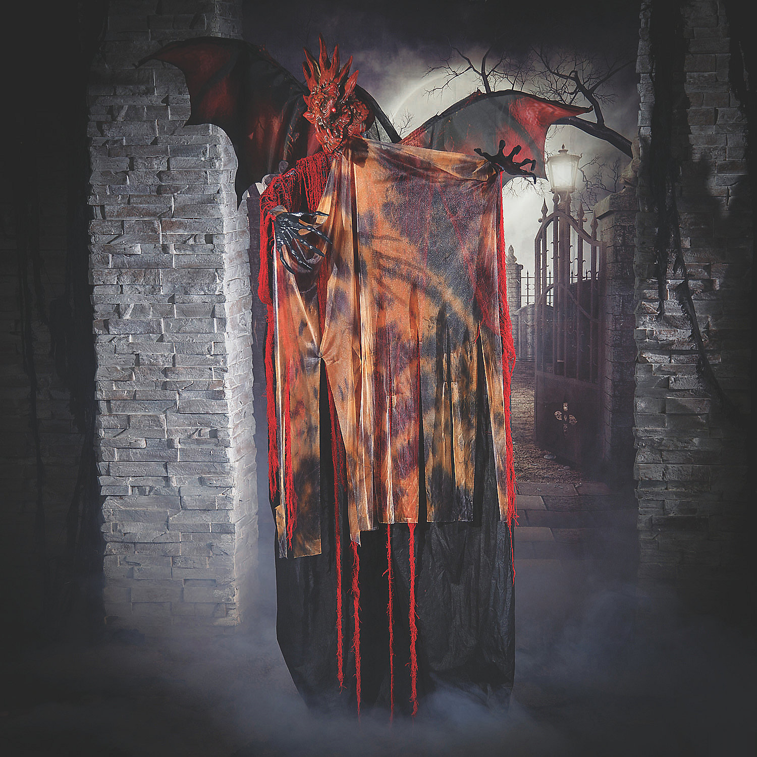 6 Ft. Standing Animated Black & Red Dragon Man Halloween Decoration