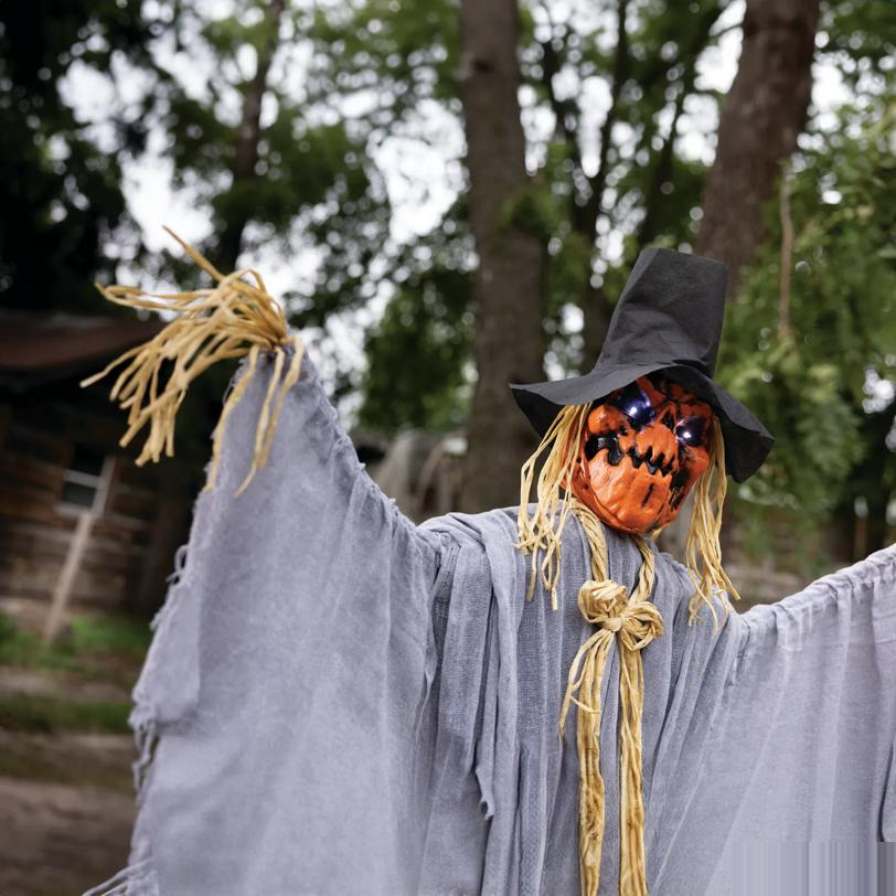 68 3/4" Animated Head Turning Pumpkin Scarecrow Halloween Decoration