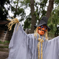 68 3/4" Animated Head Turning Pumpkin Scarecrow Halloween Decoration