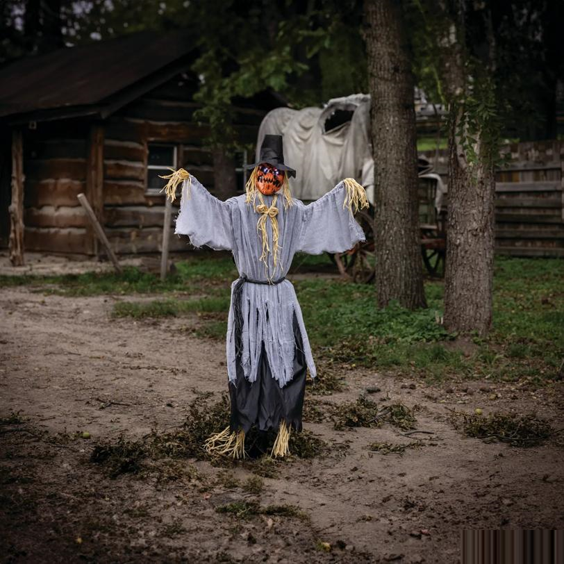 68 3/4" Animated Head Turning Pumpkin Scarecrow Halloween Decoration