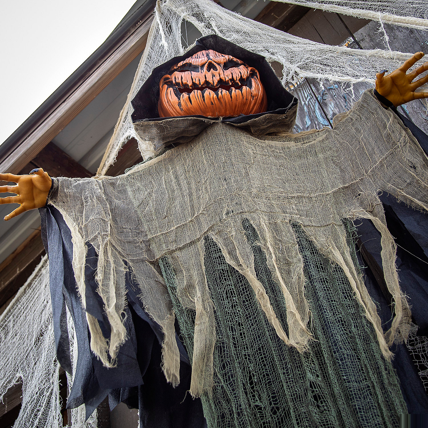 Light-Up Hanging Big Pumpkin Head Halloween Decoration 7 Ft.