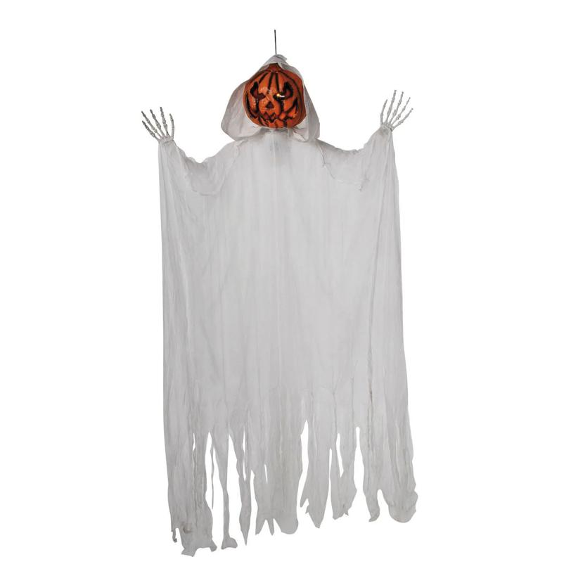 5 Ft. 6" Hanging Animated White Robe Pumpkin Man Halloween Decoration