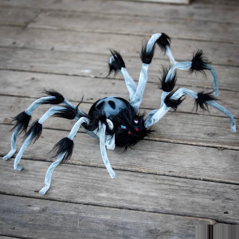 Gray and Black Hairy Walking Spider Halloween Decoration 31 1/2"