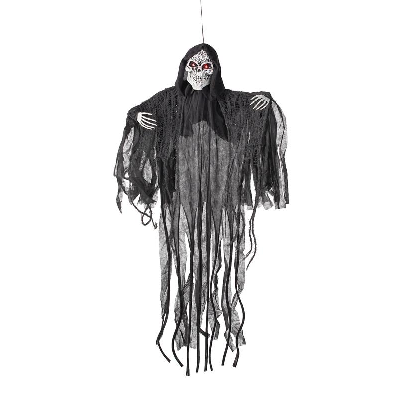 Animated & Light-Up Skeletal Reaper Hanging Halloween Decoration 47 1/4"