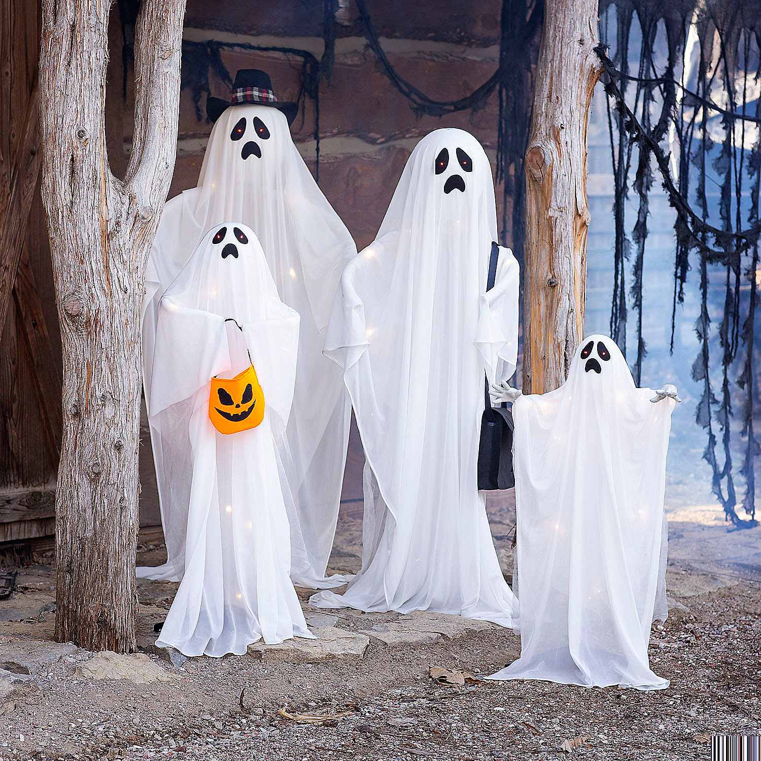 Light-Up Standing Ghost Family Halloween Decorations 62 3/4"