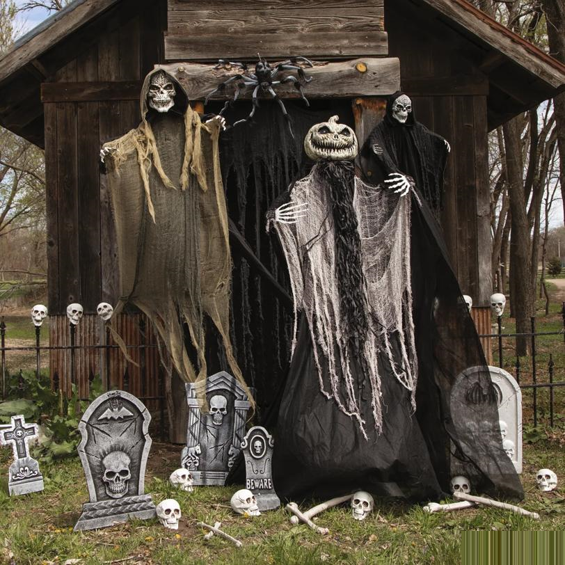 Animated Grim Reaper with Wings Hanging Halloween Decoration 3 Ft.