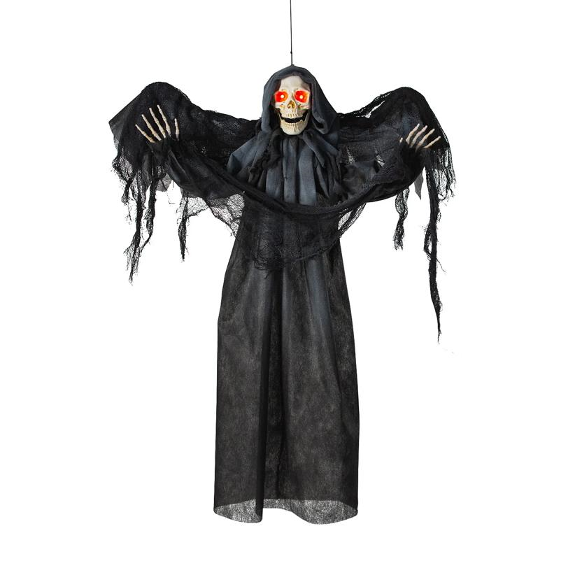 Animated Grim Reaper with Wings Hanging Halloween Decoration 3 Ft.