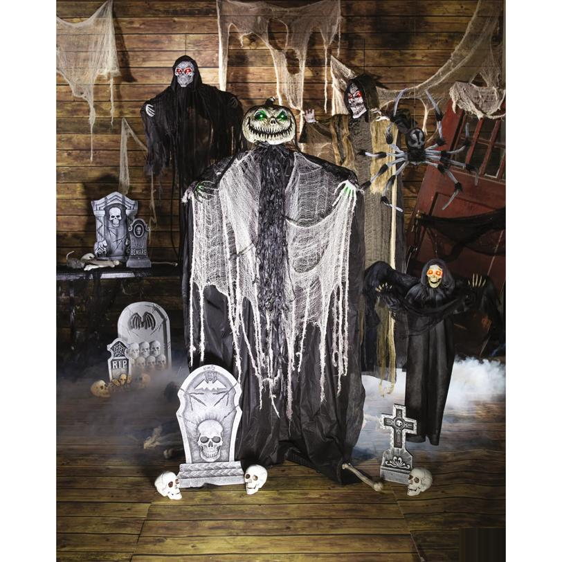 Animated Grim Reaper with Wings Hanging Halloween Decoration 3 Ft.