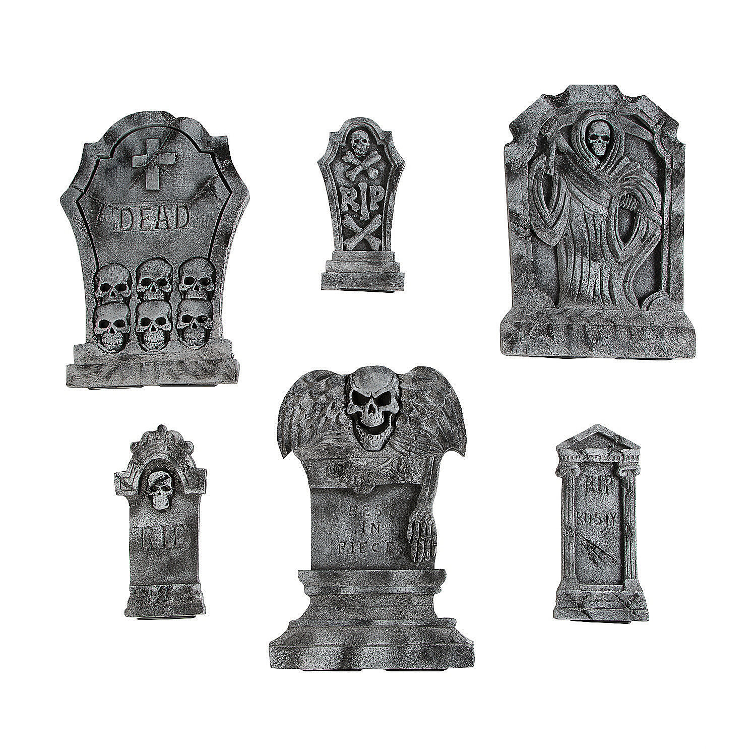 Spooky Graveyard Foam Tombstone Halloween Decorations Set 6 Pc.
