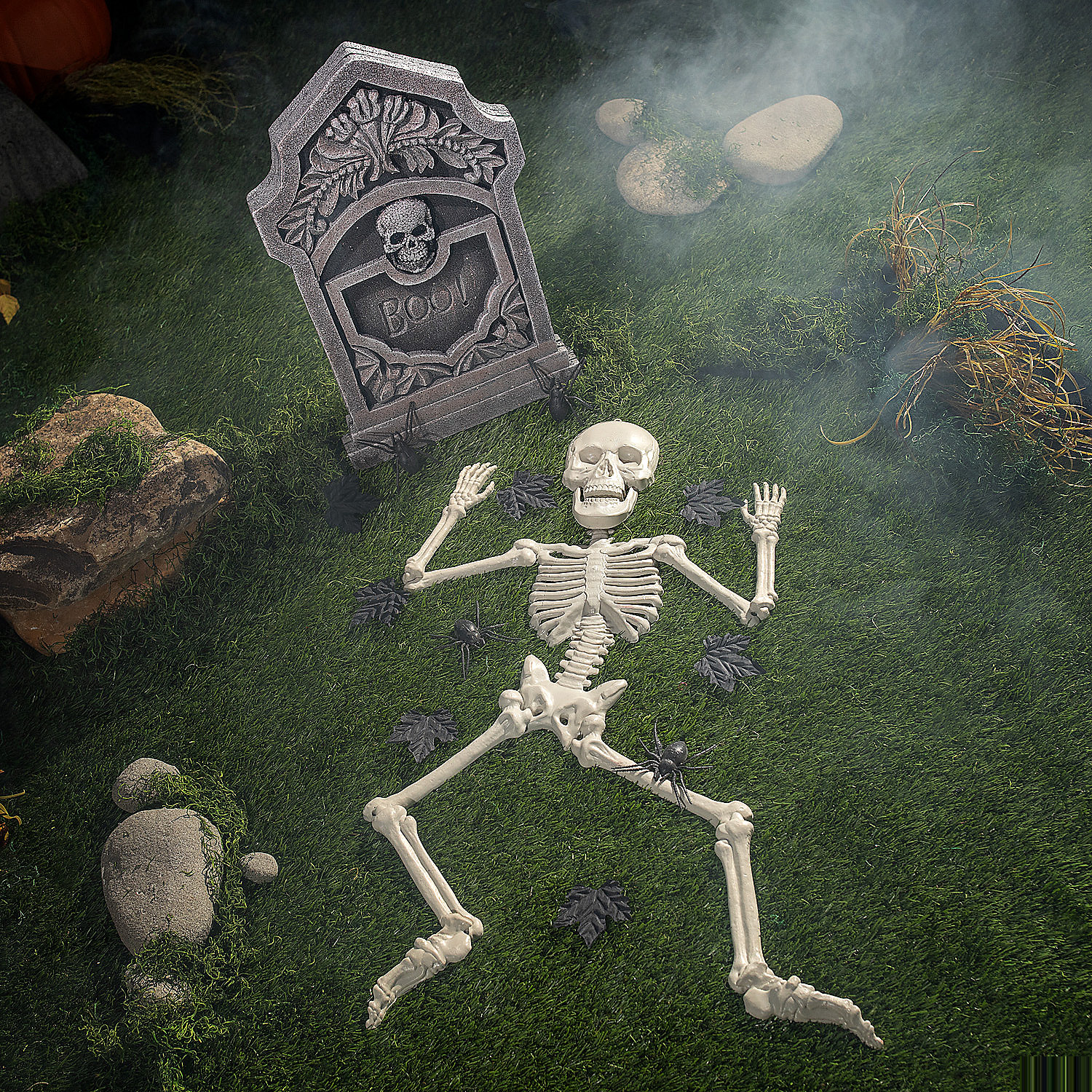Boo! Tombstone & Skeleton Graveyard Halloween Decorations Set 24 Pc.