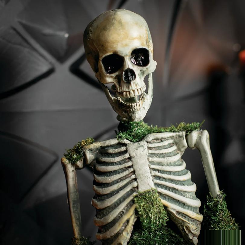 Animated Mossy Skeleton Tabletop Halloween Decoration 9 3/4" x 14 3/4"