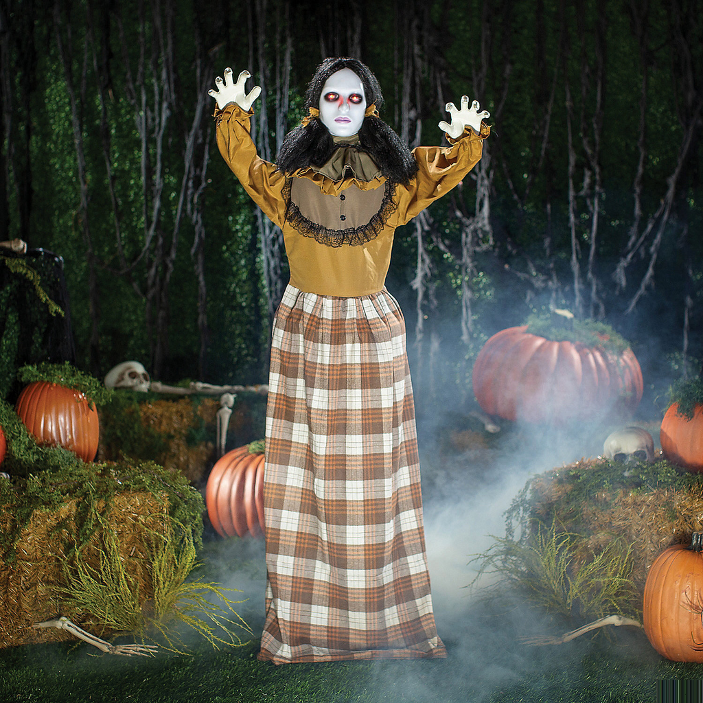 Standing Creepy Woman Plastic Pop-Up Halloween Decoration 5 Ft.