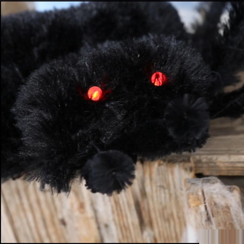 Black Spider with Light-Up Eyes Halloween Decoration 36 1/2 x 61 3/4