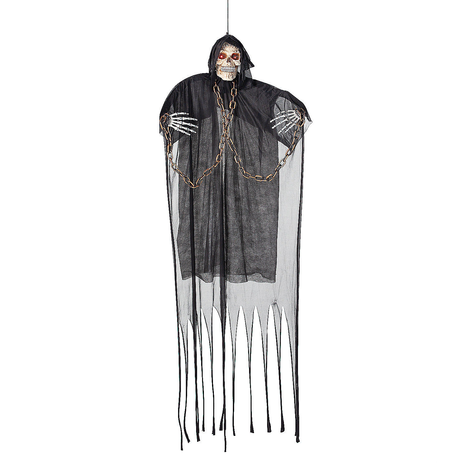 Animated Hanging Chained Grim Reaper Plastic Halloween Decoration 6 Ft.