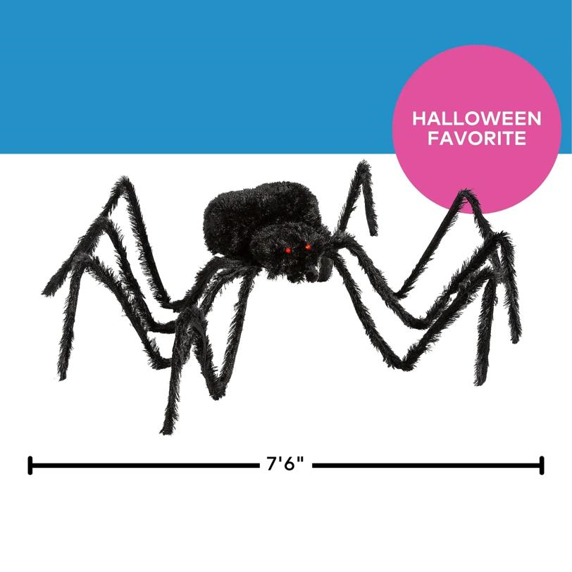 Furry Black Polyester Spider Halloween Decoration 7 1/2 Ft. x 2 3/4"