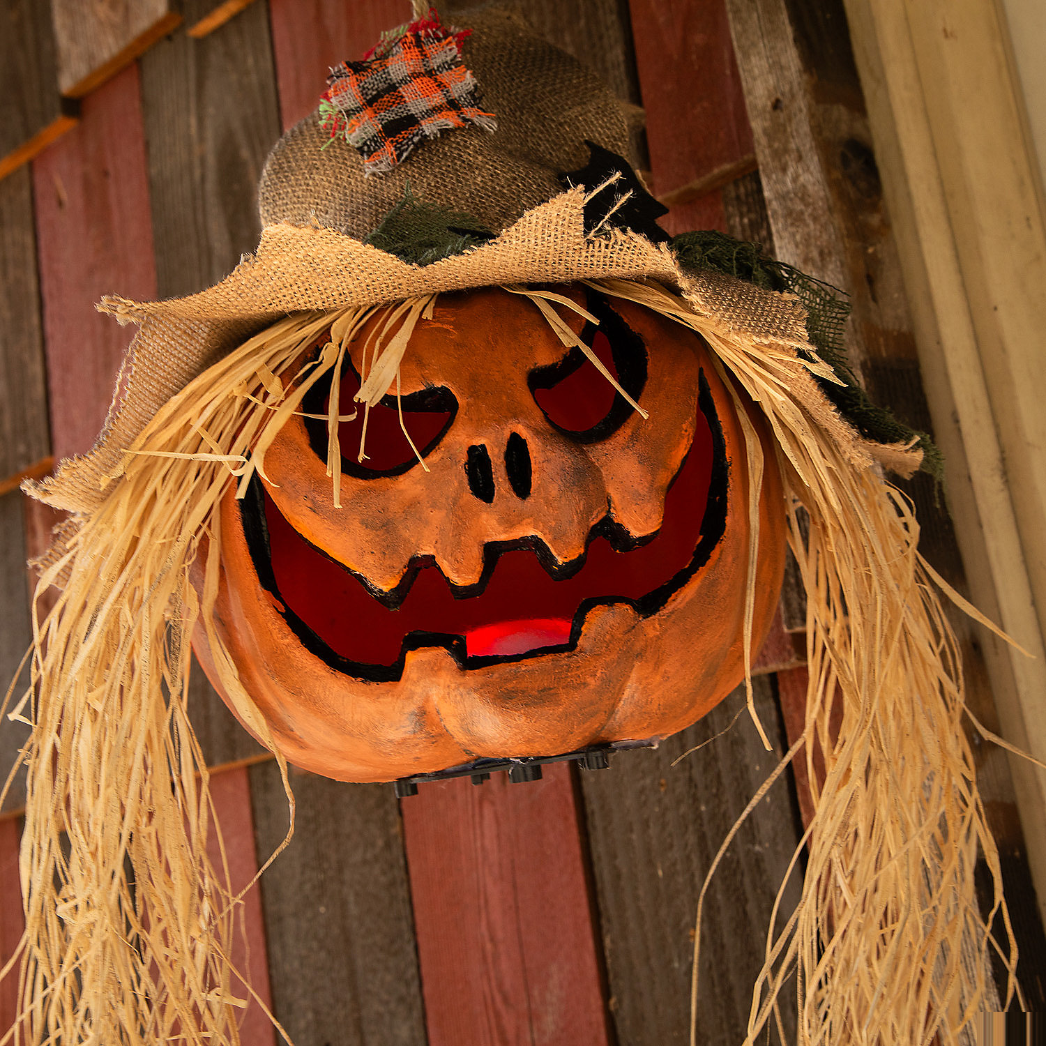 Hanging Pumpkin Head Plastic Halloween Decoration 11 3/4" x 27 1/2"