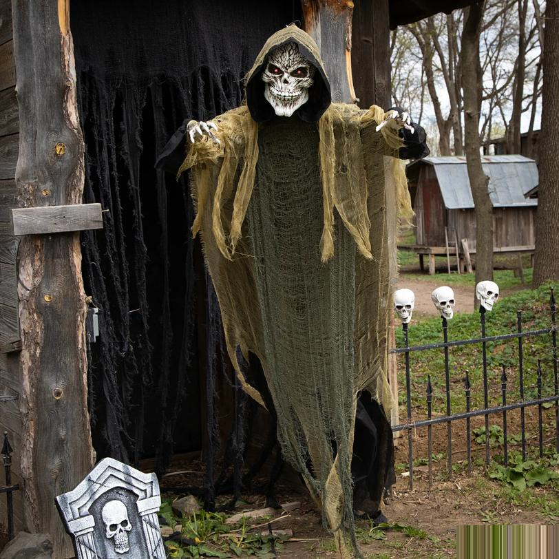 Animated Hanging Grim Reaper Plastic Halloween Decoration 35 1/4 x 6 Ft.