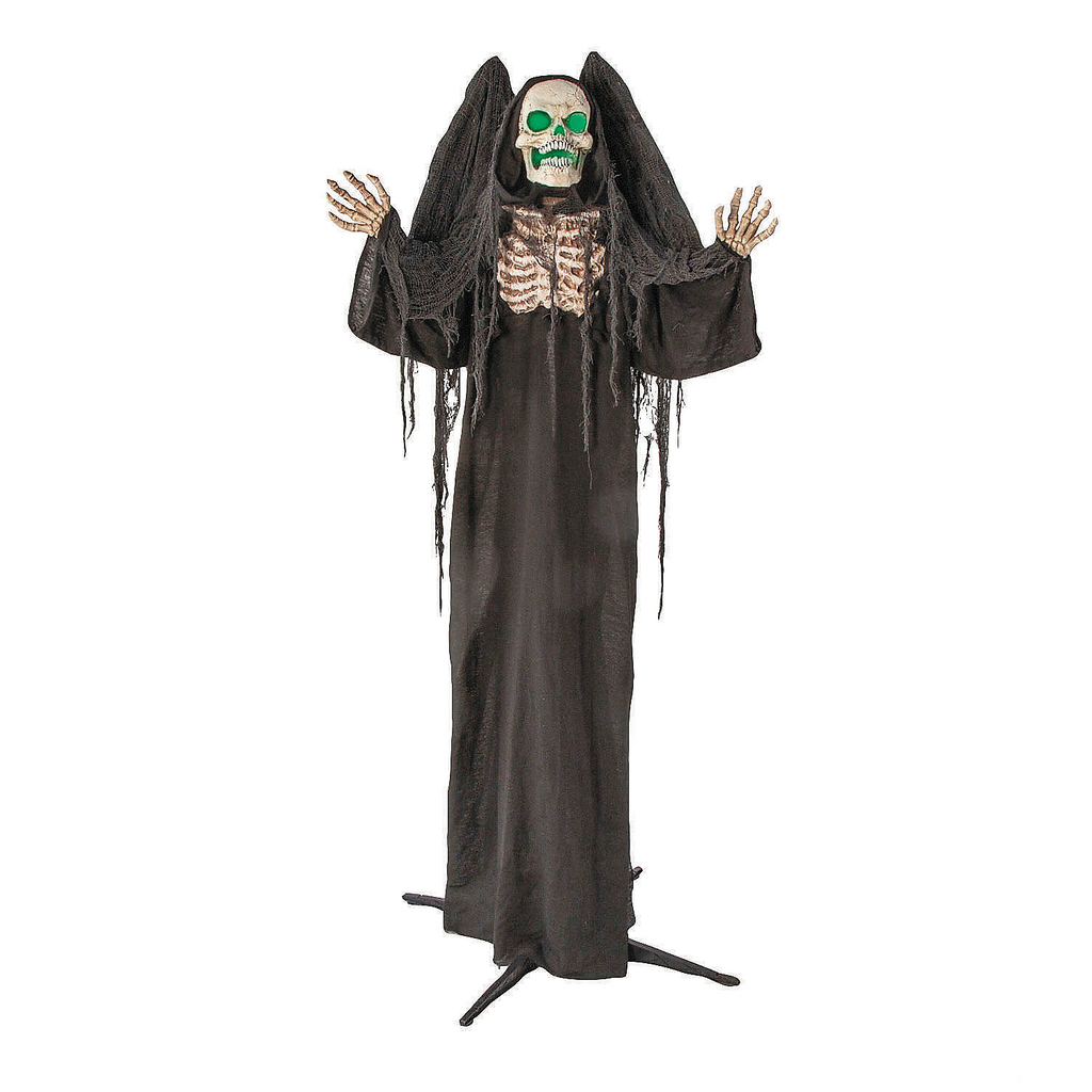 5 Ft. 6" Standing Skeleton Reaper with Animated Wings Halloween Decoration