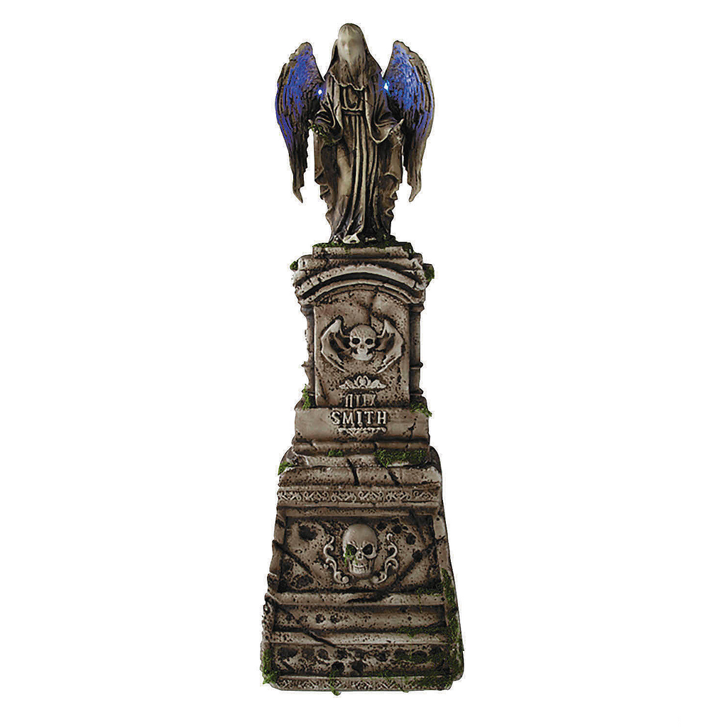 5 Ft. 7" Tombstone with Light-Up Angel & Skulls Halloween Decoration