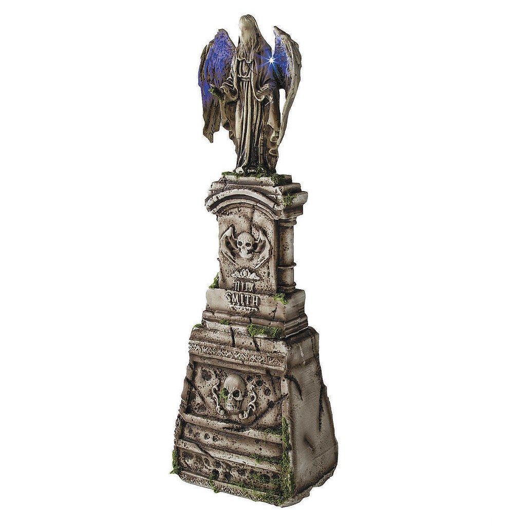 5 Ft. 7" Tombstone with Light-Up Angel & Skulls Halloween Decoration