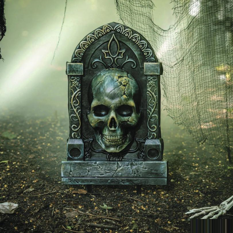 21" Tombstone with 3D Skull Halloween Decoration