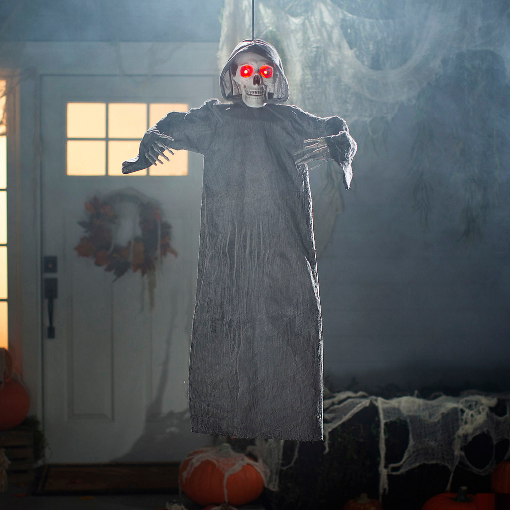 4 Ft. Hanging Gray Skeleton Reaper Halloween Decoration