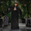 5 Ft. 10 3/4" Animated Standing Skeleton Reaper with Black Cloak Halloween Decoration