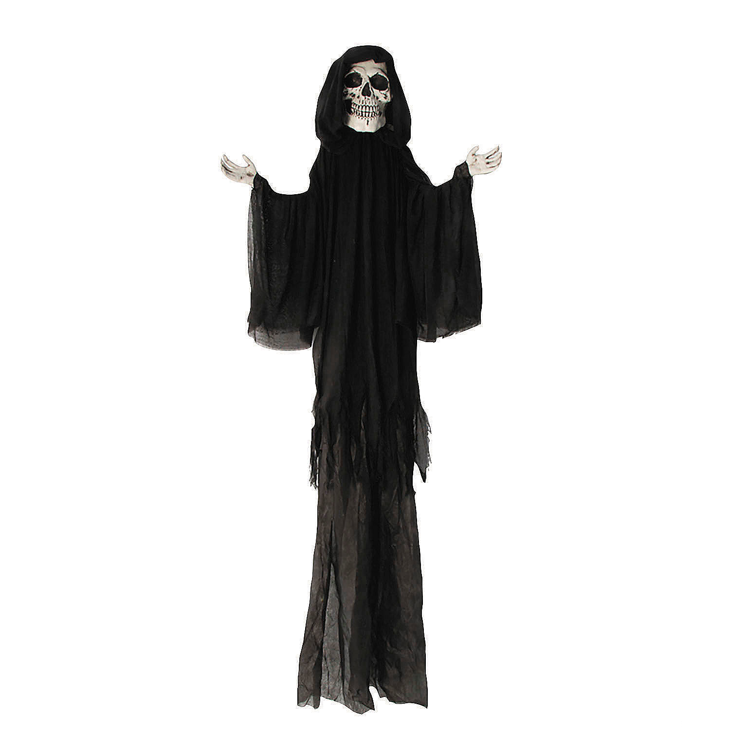 8 Ft. 2" Hanging Skeleton Reaper with Black Cloak Halloween Decoration